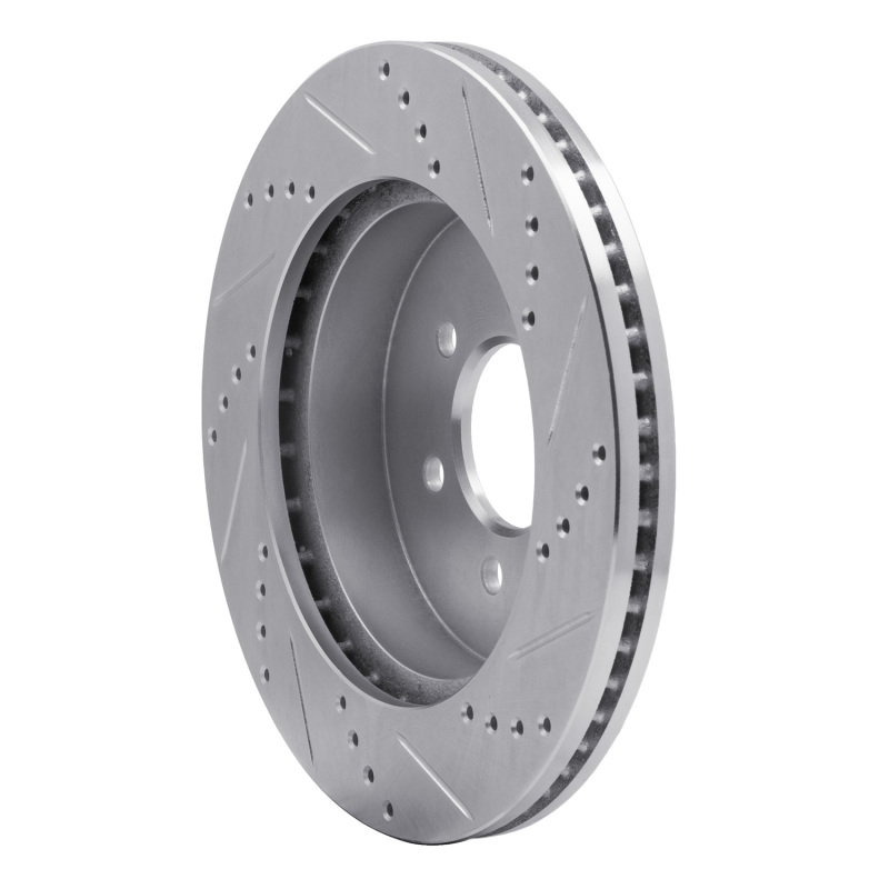 Dodge Dakota Brake Rotor (1) - Front Left - R1 Concepts - Drilled & Slotted - Silver - `03-`04